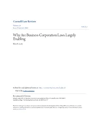 Why Are Business Corporation Laws Largely Enabling Elvin R