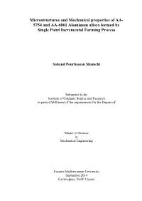 Microstructures and Mechanical Properties of AA- 5754 and AA-6061 Aluminum Alloys Formed by Single Point Incremental Forming Process