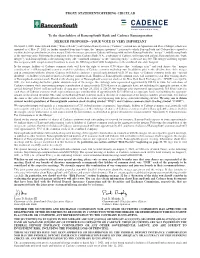 PROXY STATEMENT/OFFERING CIRCULAR to the Shareholders Of