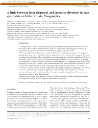 A Link Between Host Dispersal and Parasite Diversity in Two Sympatric Cichlids of Lake Tanganyika