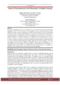 Aspects of Inconsistencies in the Phonology of English Language