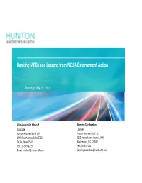 Banking Mrbs and Lessons from NCUA Enforcement Action