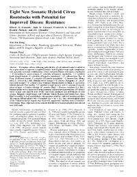 Eight New Somatic Hybrid Citrus Rootstocks with Potential For