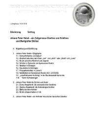 Gliederung Vortrag Johann Peter Hebel
