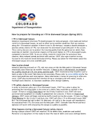 How to Prepare for Traveling on I-70 in Glenwood Canyon (Spring 2021)