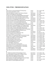 Index of Sites – Alphabetically by Name