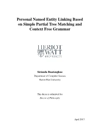 Personal Named Entity Linking Based on Simple Partial Tree Matching and Context Free Grammar
