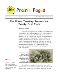 The Illinois Territory Becomes the Twenty-First State