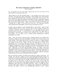 The Limits of Quantum Computers (DRAFT) Scott Aaronson