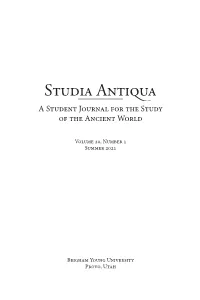 A Student Journal for the Study of the Ancient World