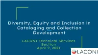 Diversity, Equity and Inclusion in Cataloging and Collection Development