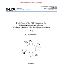 Draft Scope of the Risk Evaluation for D4