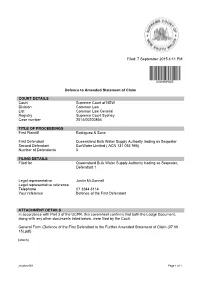 Filed: 7 September 2015 4:11 PM Defence to Amended Statement Of
