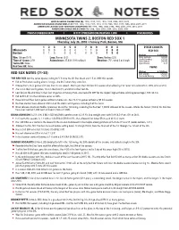 Post-Game Notes 7.26.18 Vs. MIN.Indd