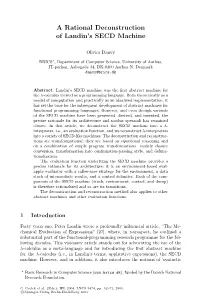 A Rational Deconstruction of Landin's SECD Machine