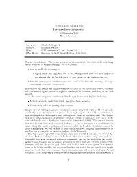 Intermediate Semantics Fall Semester 2018 Boston University