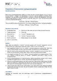 Preparation of Diammonium Hydrogenphosphate Student Worksheet