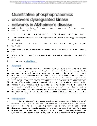 Quantitative Phosphoproteomics Uncovers Dysregulated