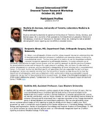 Second International DTRF Desmoid Tumor Research Workshop October 18, 2015 Participant Profiles