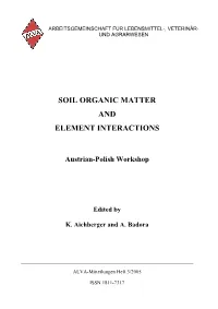 Soil Organic Matter and Element Interactions