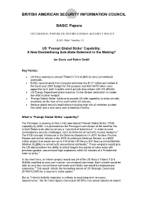US 'Prompt Global Strike' Capability: a New Destabilising Sub-State