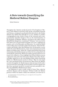 A Note Towards Quantifying the Medieval Nubian Diaspora