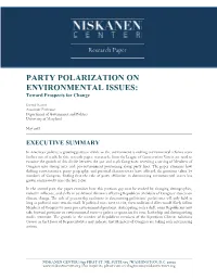 PARTY POLARIZATION on ENVIRONMENTAL ISSUES: Toward Prospects for Change