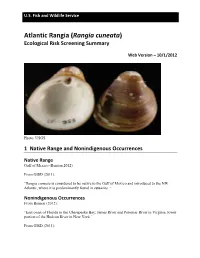 Rangia Cuneata) Ecological Risk Screening Summary