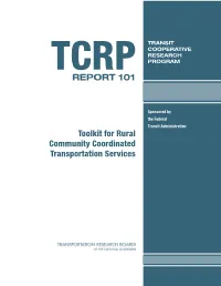 TCRP Report 101 – Toolkit for Rural Community Coordinated