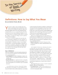 Definitions: How to Say What You Mean by Laurie Endicott Thomas, MA, ELS