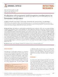 Evaluation of Symptoms and Symptom Combinations in Histamine Intolerance