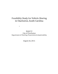 Feasibility Study for Vehicle Sharing in Charleston, South Carolina