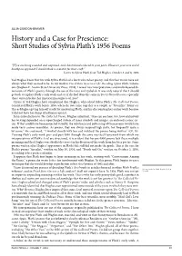 History and a Case for Prescience: Short Studies of Sylvia Plath's 1956 Poems