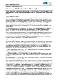 Impact Case Study (Ref3b) Page 1 Institution: University of Lincoln Unit