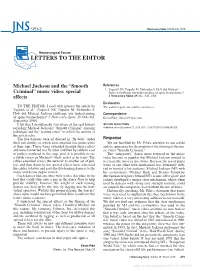 LETTERS to the EDITOR. Michael Jackson and the “Smooth Criminal