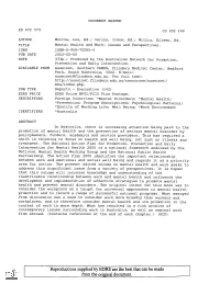 Mental Health and Work: Issues and Perspectives