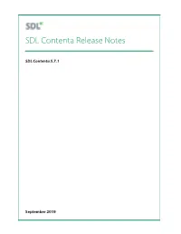 SDL Contenta 5.7.1 Release Notes