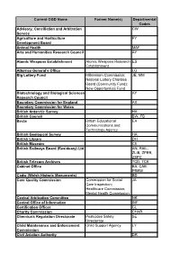 Current OGD Name Former Name(S) Departmental Codes Advisory, Conciliation and Arbitration Service CW Agriculture and Horticultur