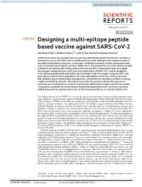 Designing a Multi-Epitope Peptide Based Vaccine Against SARS-Cov-2