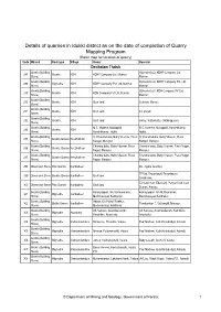 Details of Quarries in Idukki District As on the Date of Completion of Quarry