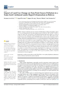 Impact of Land Use Change on Non-Point Source Pollution in a Semi-Arid Catchment Under Rapid Urbanisation in Bolivia