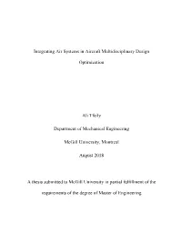Integrating Air Systems in Aircraft Multidisciplinary Design Optimization Ali Tfaily Department of Mechanical Engineering Mcgil