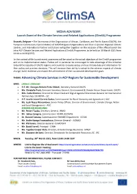 MEDIA ADVISORY: Launch Event of the Climate Services and Related Applications (Climsa) Programme