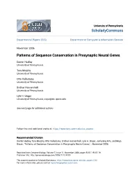 Patterns of Sequence Conservation in Presynaptic Neural Genes