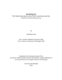 The Public Discussion of the 1936 Constitution and the Practice of Soviet Democracy
