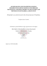 An Exploration and Description of Rural Rehabilitation Service Model in the Mbhashe Municipality, Amathole District in the Easte