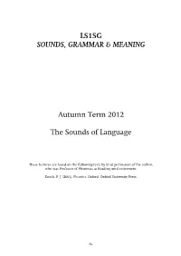 Lecture 1) Which Function in That Particular Language As Distinctive – They Work to Distinguish Meanings of Different Words in the Language
