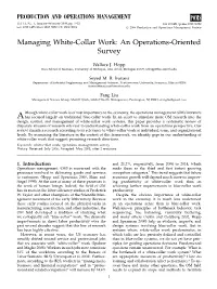 Managing White-Collar Work: an Operations-Oriented Survey