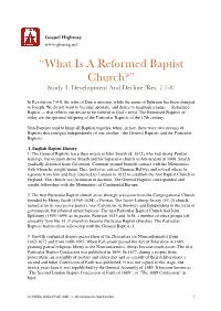 “What Is a Reformed Baptist Church?” Study 3: Development and Decline (Rev