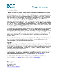 BCE Reports Results of Series S and T Preferred Share Conversions